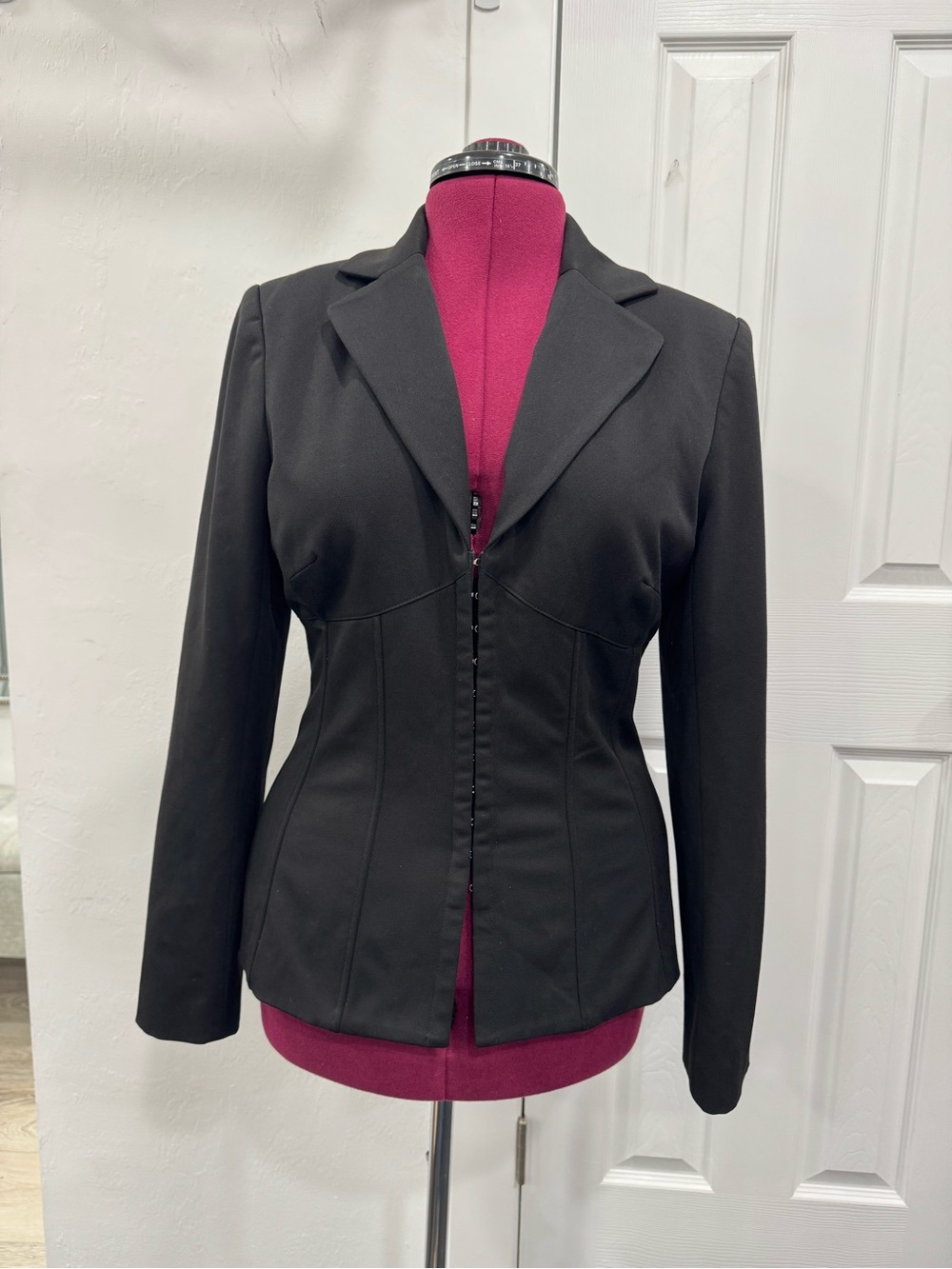 Cache Black Fitted Hook-Front Blazer Jacket